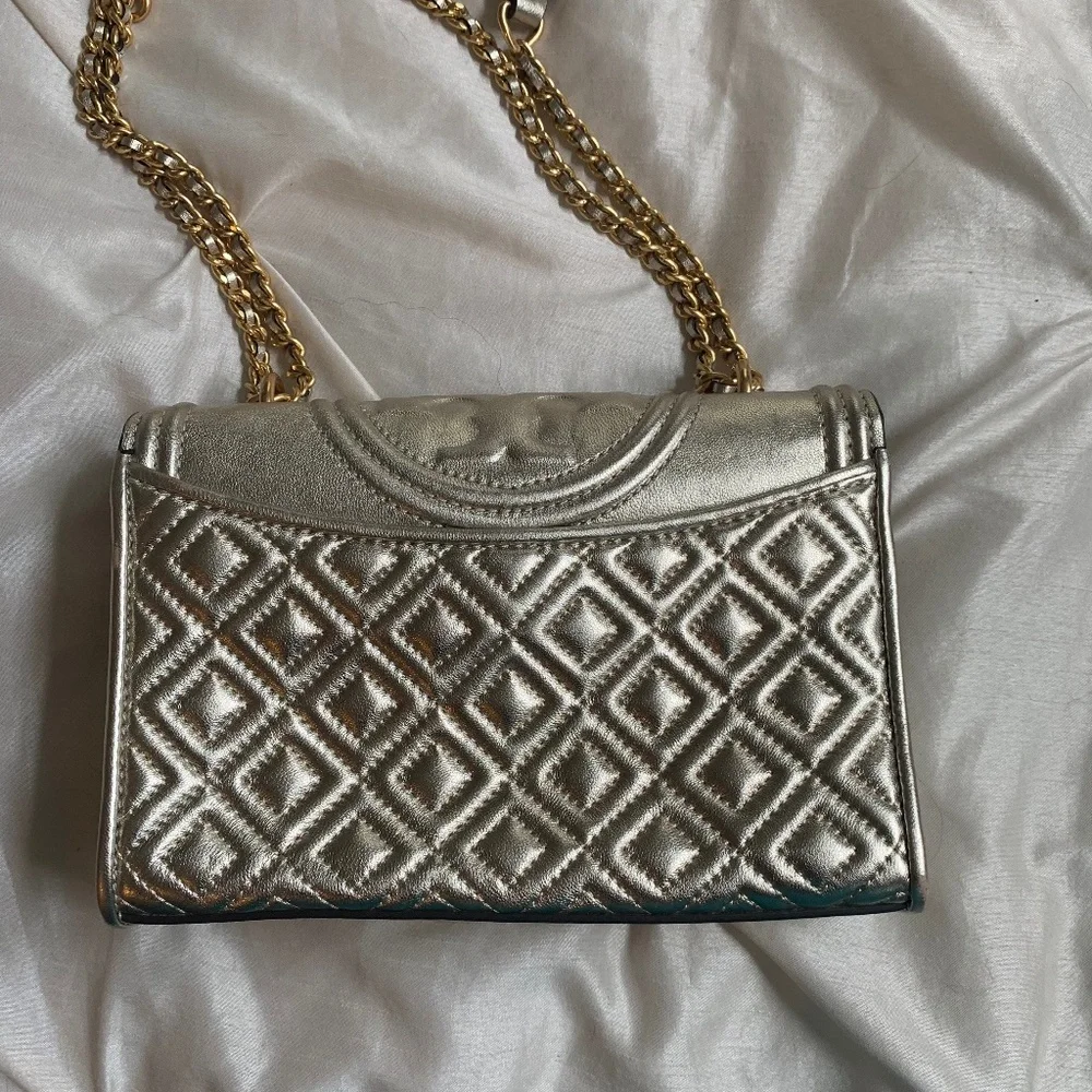 Tory Burch Gold Small Fleming Leather Handbag - Picture 4 of 13